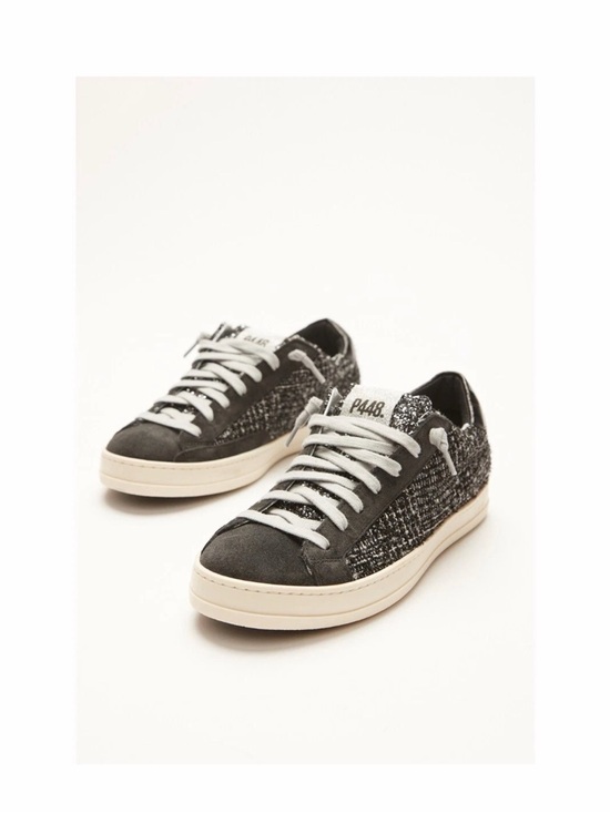 P448 Shoes - P448 John Shaka Glitter Tweed Sneakers Black Silver Sparkle Suede EU 40 US 9
